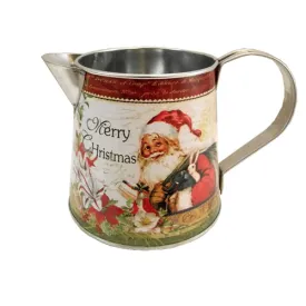 11.5cm Metal Jug With Handle - Merry Christmas Santa