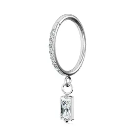 16G Rectangle Dangle CZ Cartilage Hoop Helix Earrings