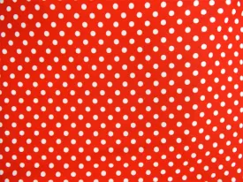 1960s 1970s Retro Fabric - Stretch Polyester  - Polka Dots - Red - Fabric Remnant - 6P309