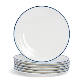 26cm Farmhouse White Porcelain Dinner Plates - Pack of Six - By Nicola Spring