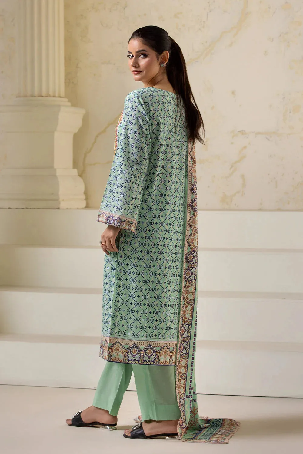 3PC Printed Unstitched Lawn Suit KLA-2746