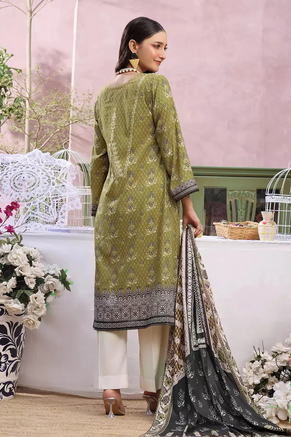 3PC Printed Unstitched Lawn Suit KLA-2797