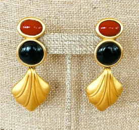 80s Averil signed clip on large statement earrings.