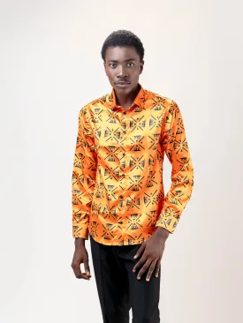 AFRICAN PRINT CHARLEE LONG SLEEVE SATIN SHIRT