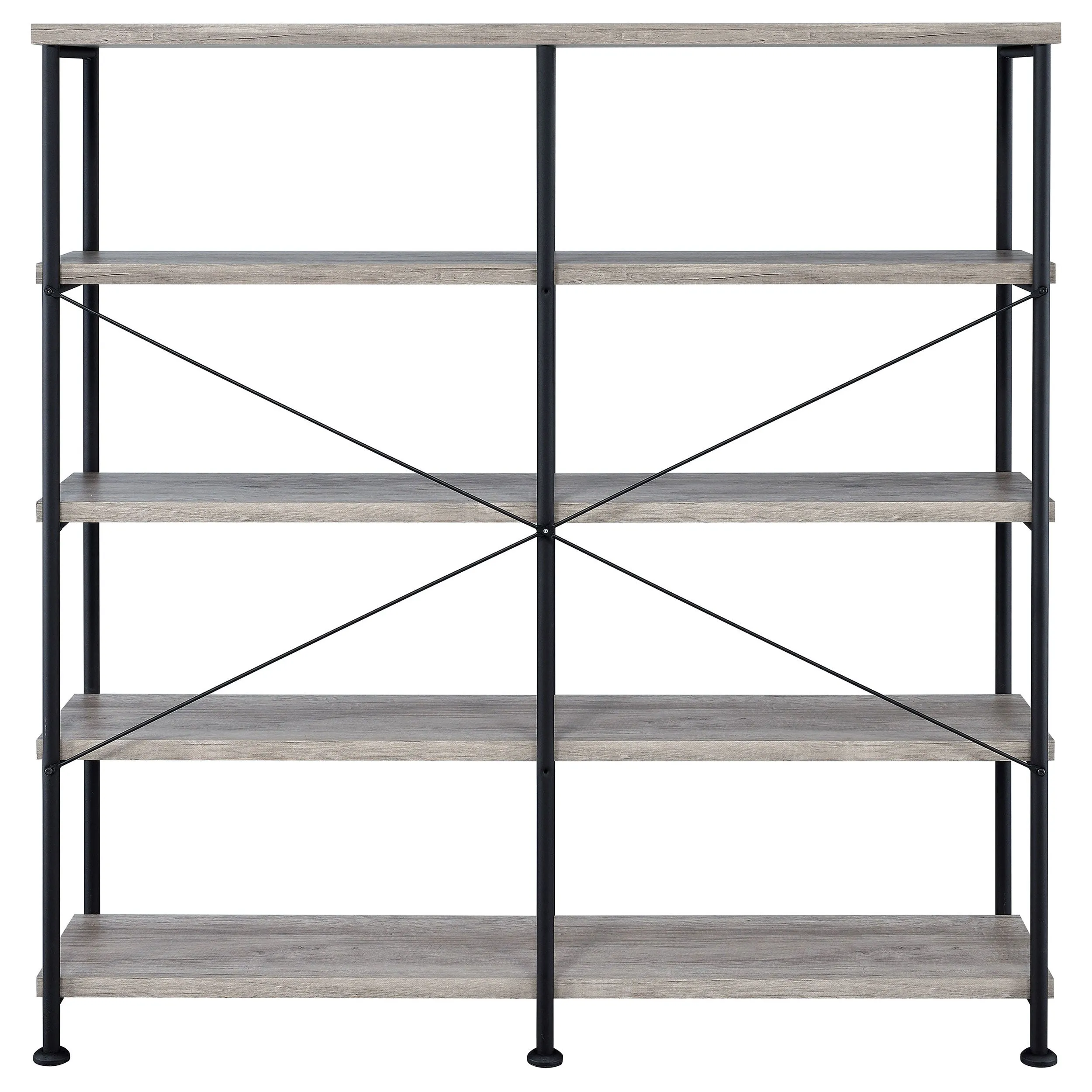 Analiese 63-inch 4-shelf Double Bookshelf Grey Driftwood