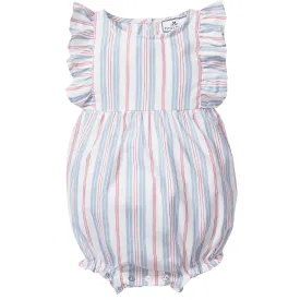 Baby's Twill Ruffled Romper in Vintage French Stripes