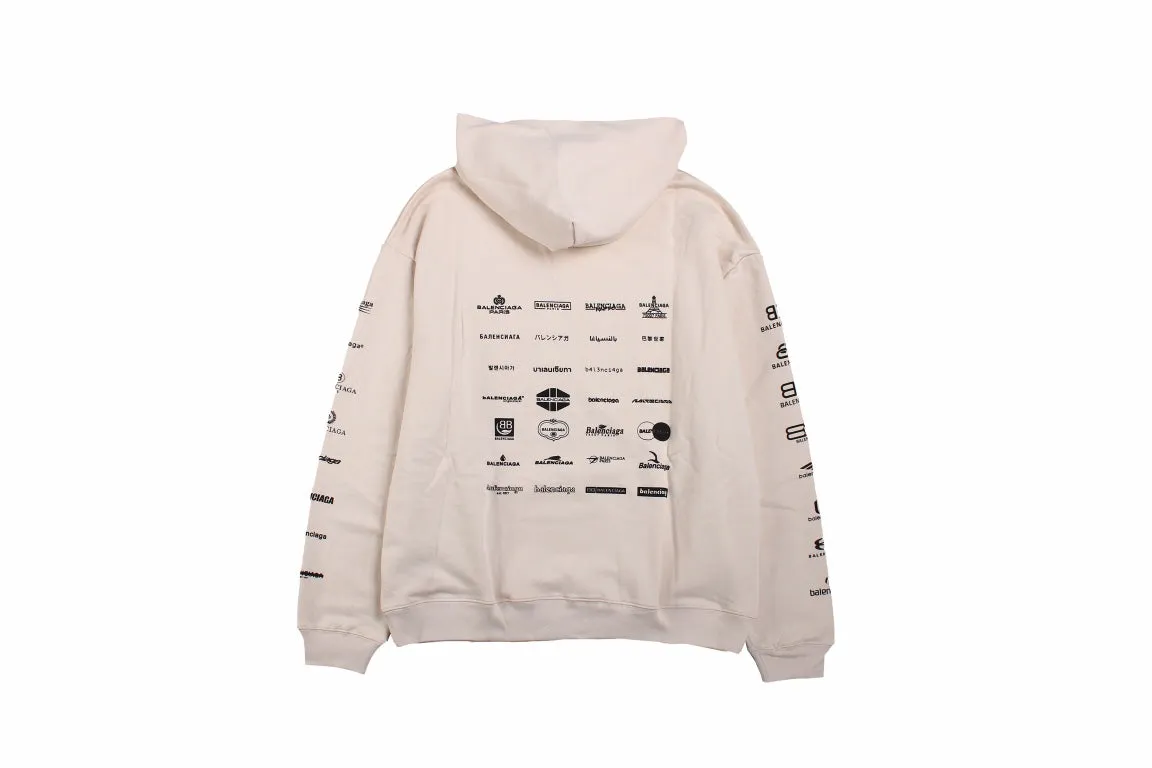 Balenciaga Beige Multilogo Hoodie