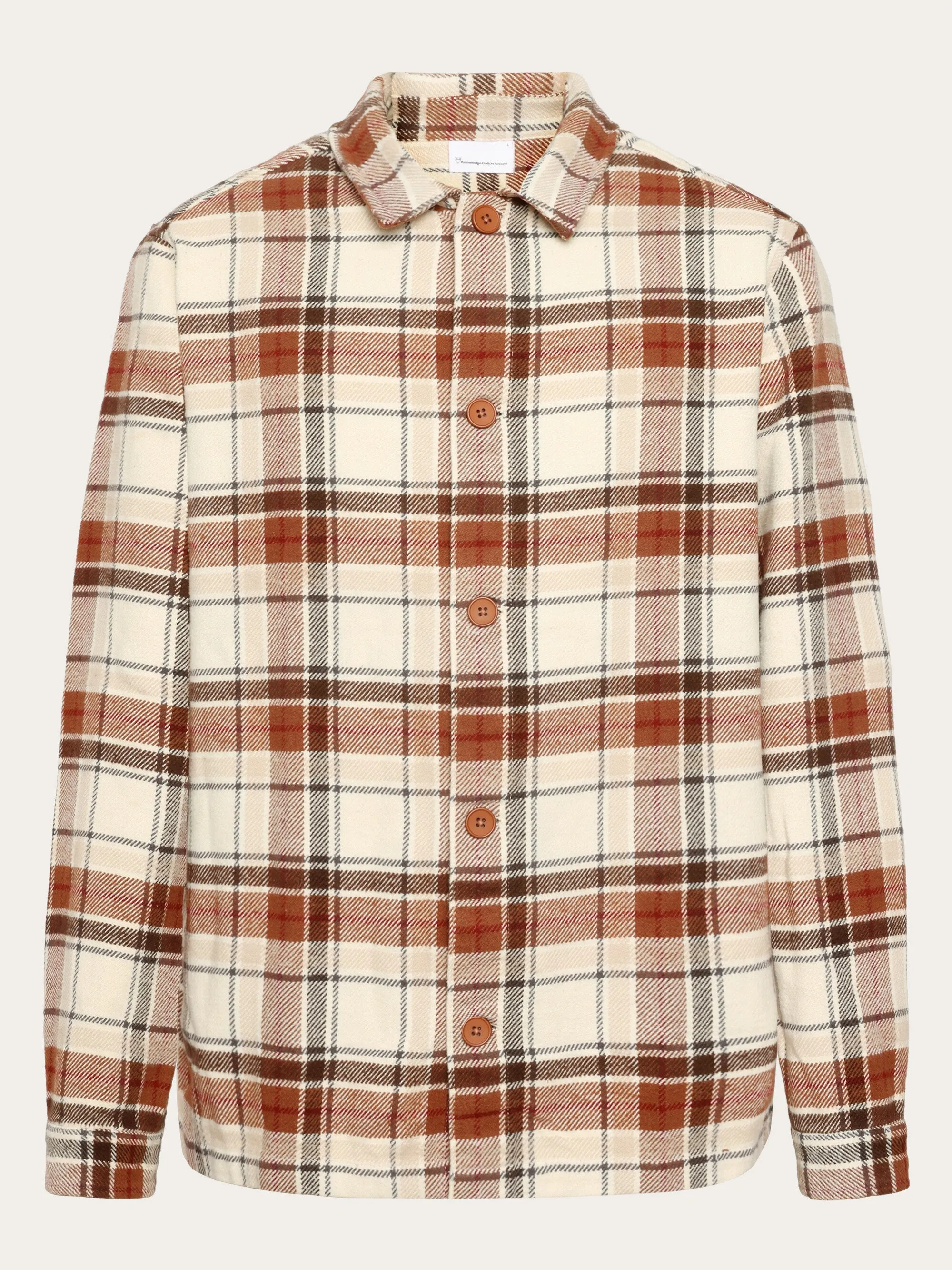 Big checked heavy flannel overshirt - Beige check