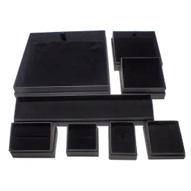 Black Cardboard Jewelry Box with Velvet Inner Lining