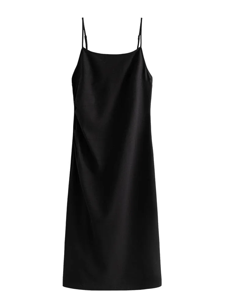 Black Slip Dress with Flattering Empire Waistline & Camisole Style