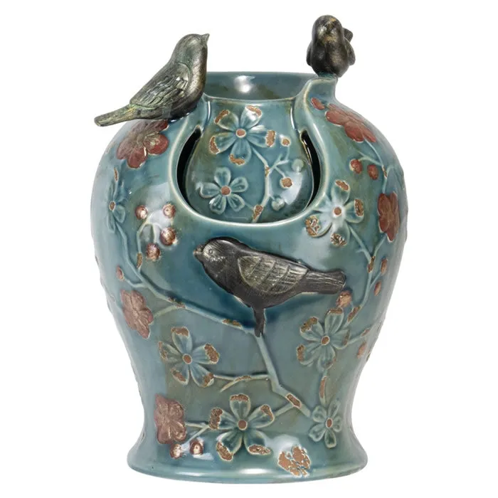 Blue Verdigris Songbird Fountain