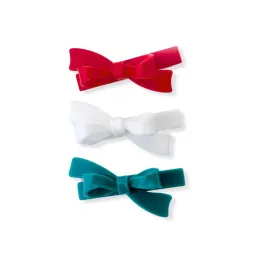 Bows Red Green & White Hair Clips