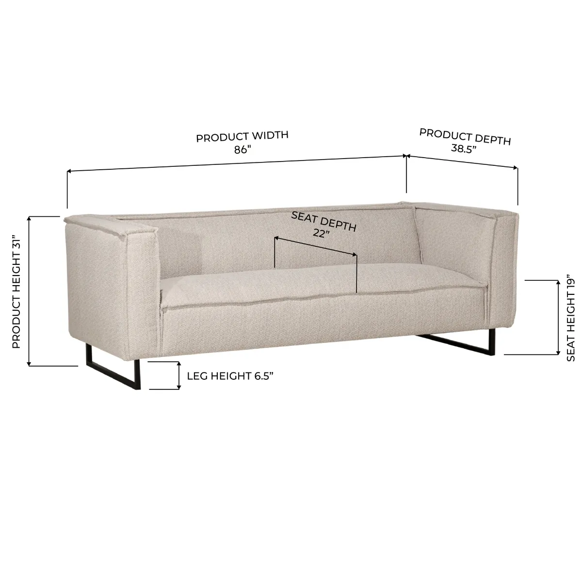 Brentwood 86" Forza Natural Sofa