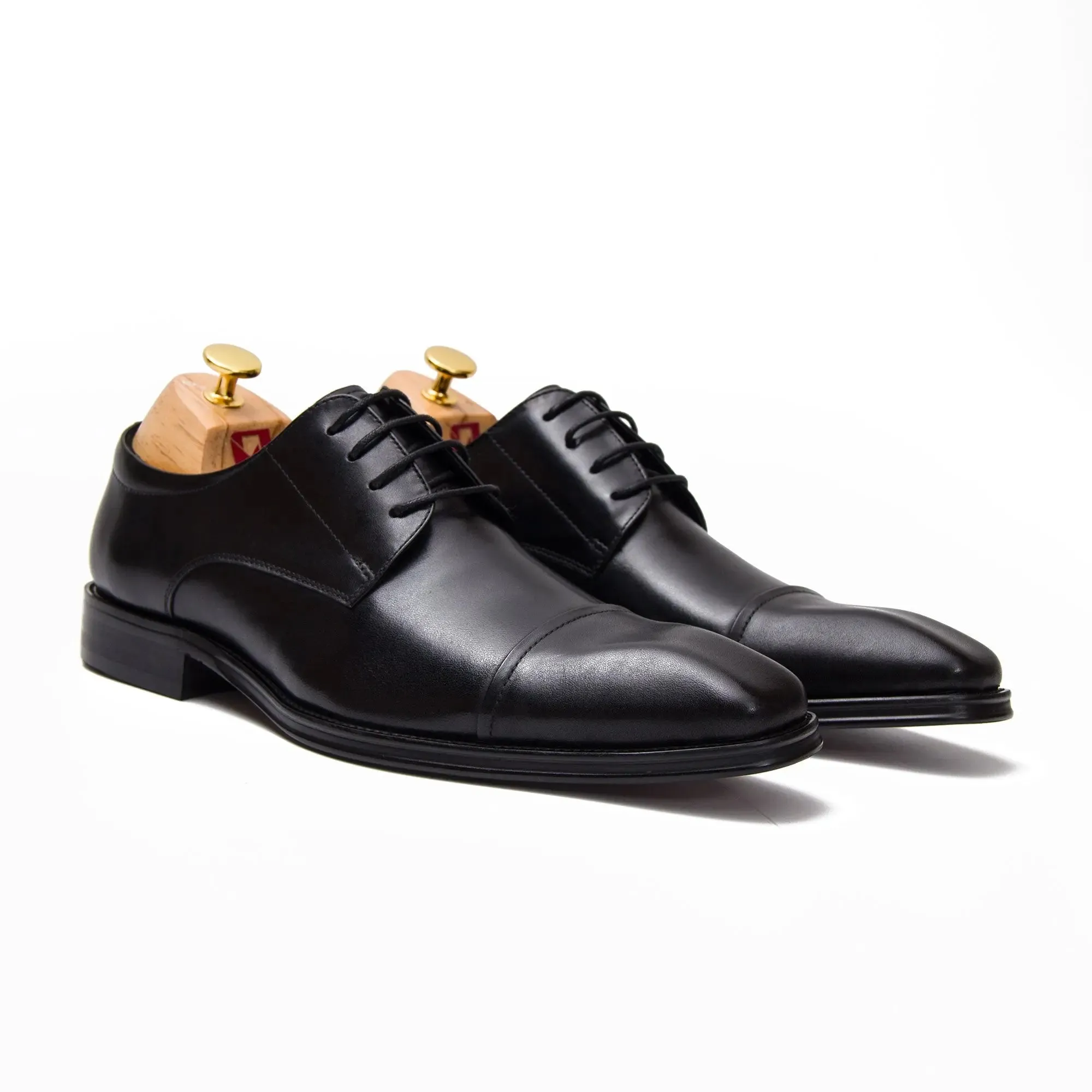 Brown Cap-Toe Derby Shoes