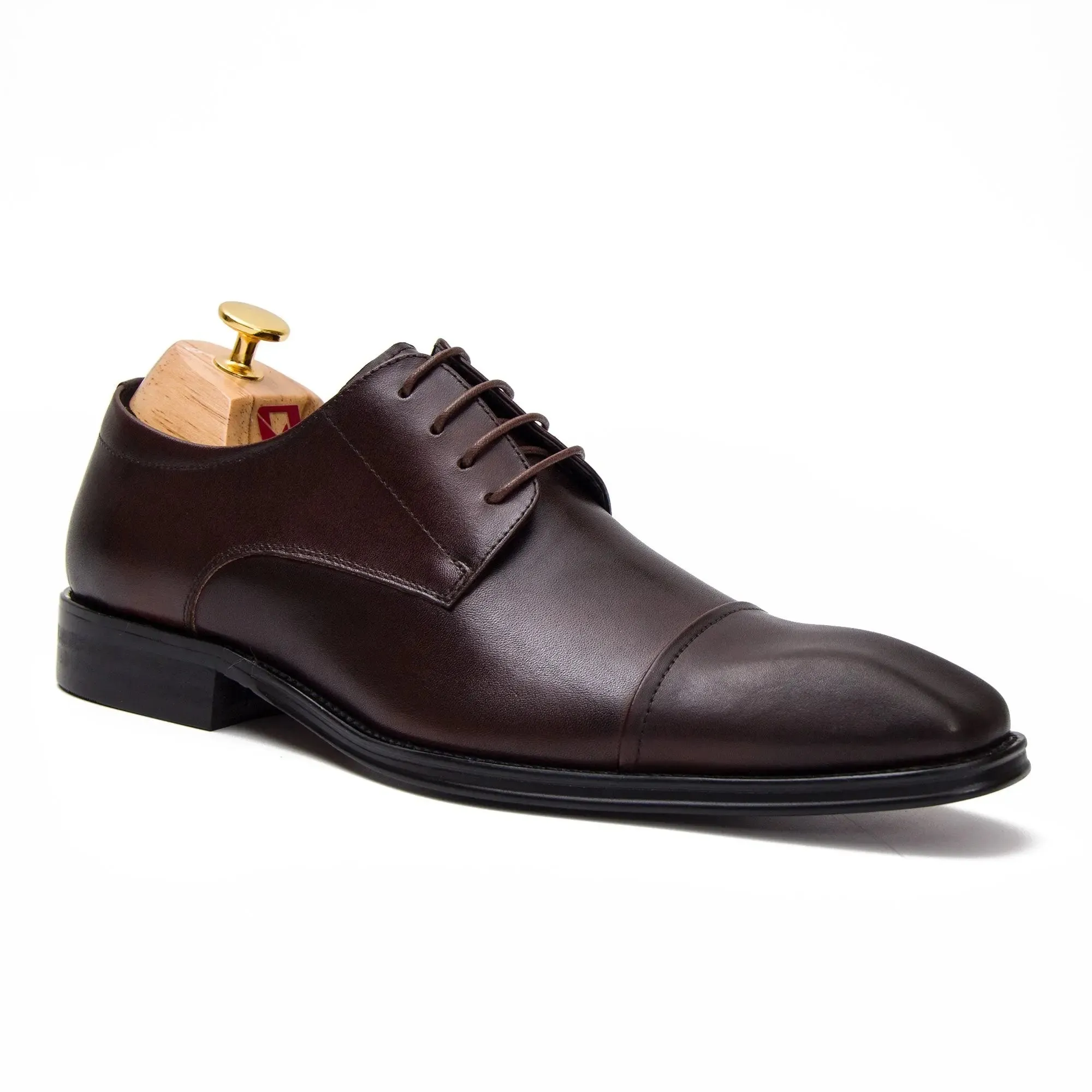 Brown Cap-Toe Derby Shoes