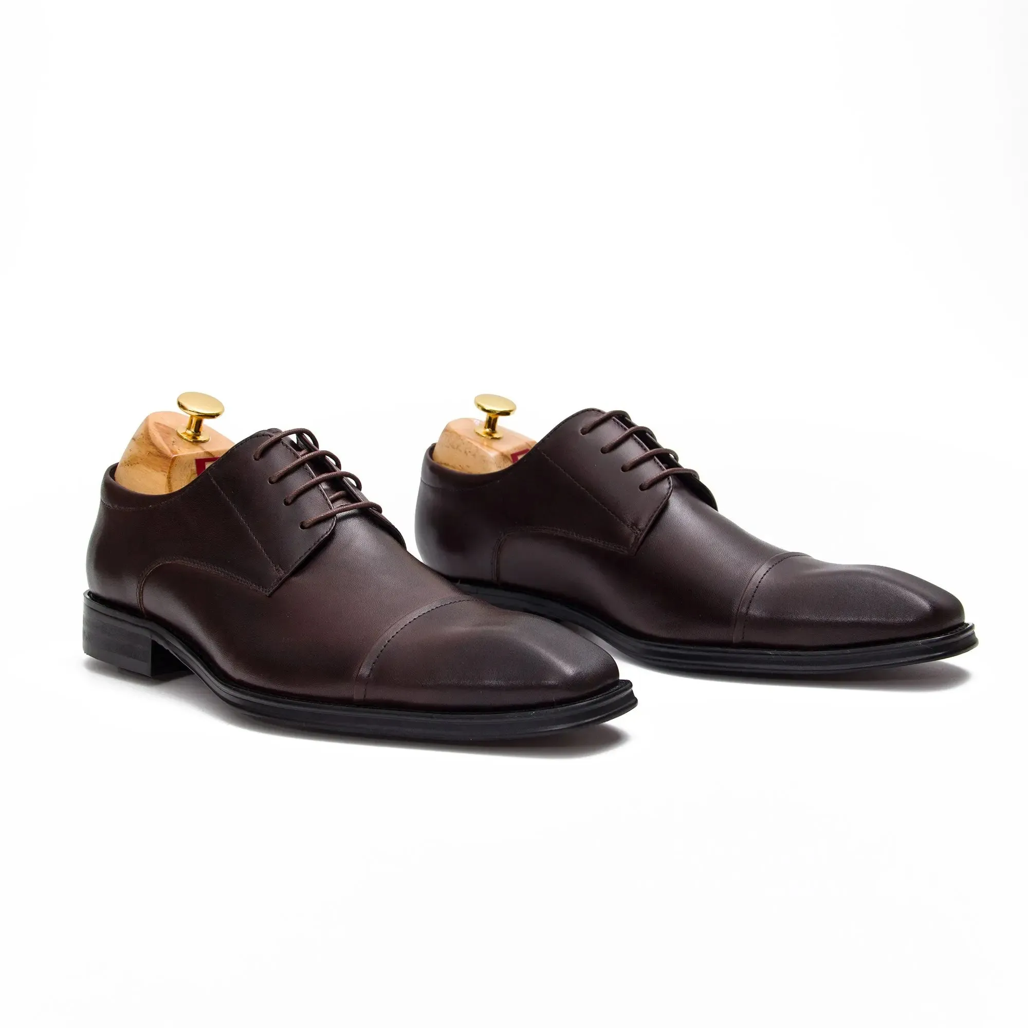 Brown Cap-Toe Derby Shoes