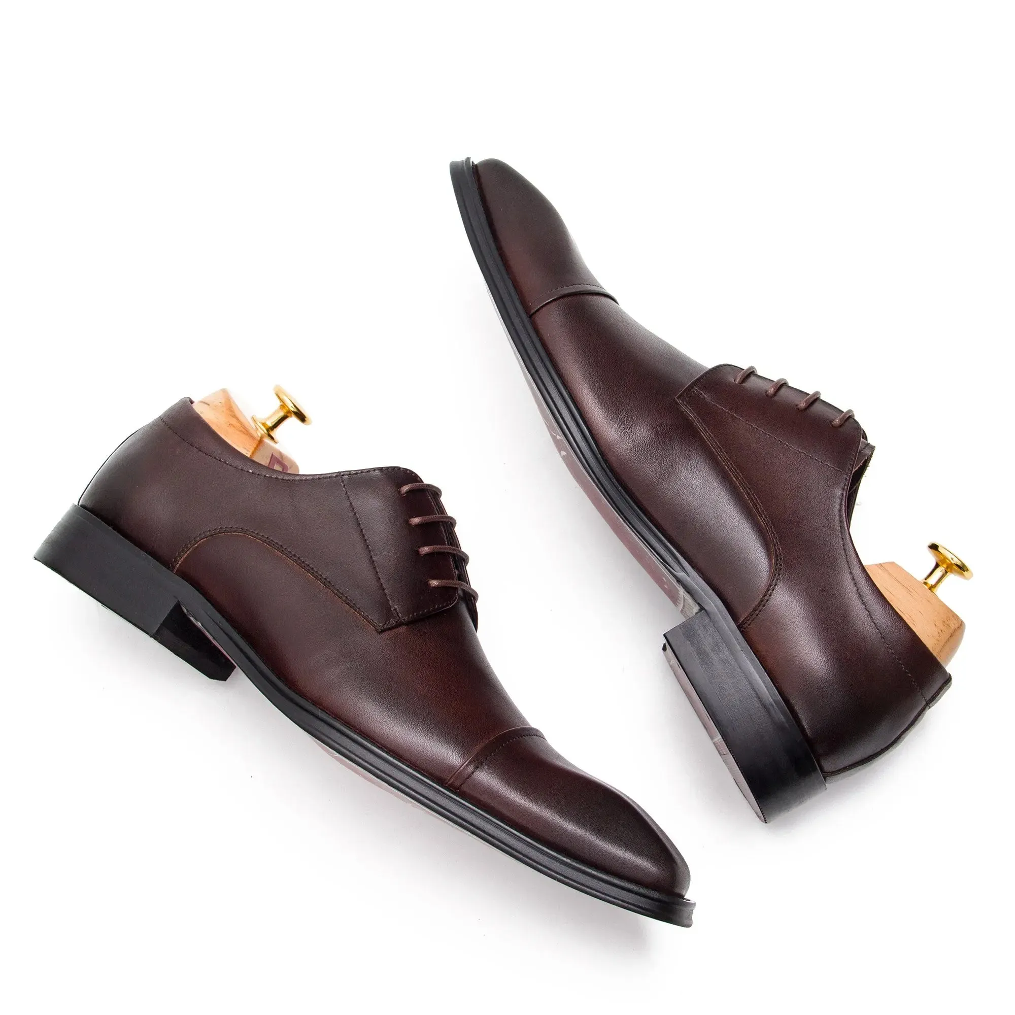 Brown Cap-Toe Derby Shoes