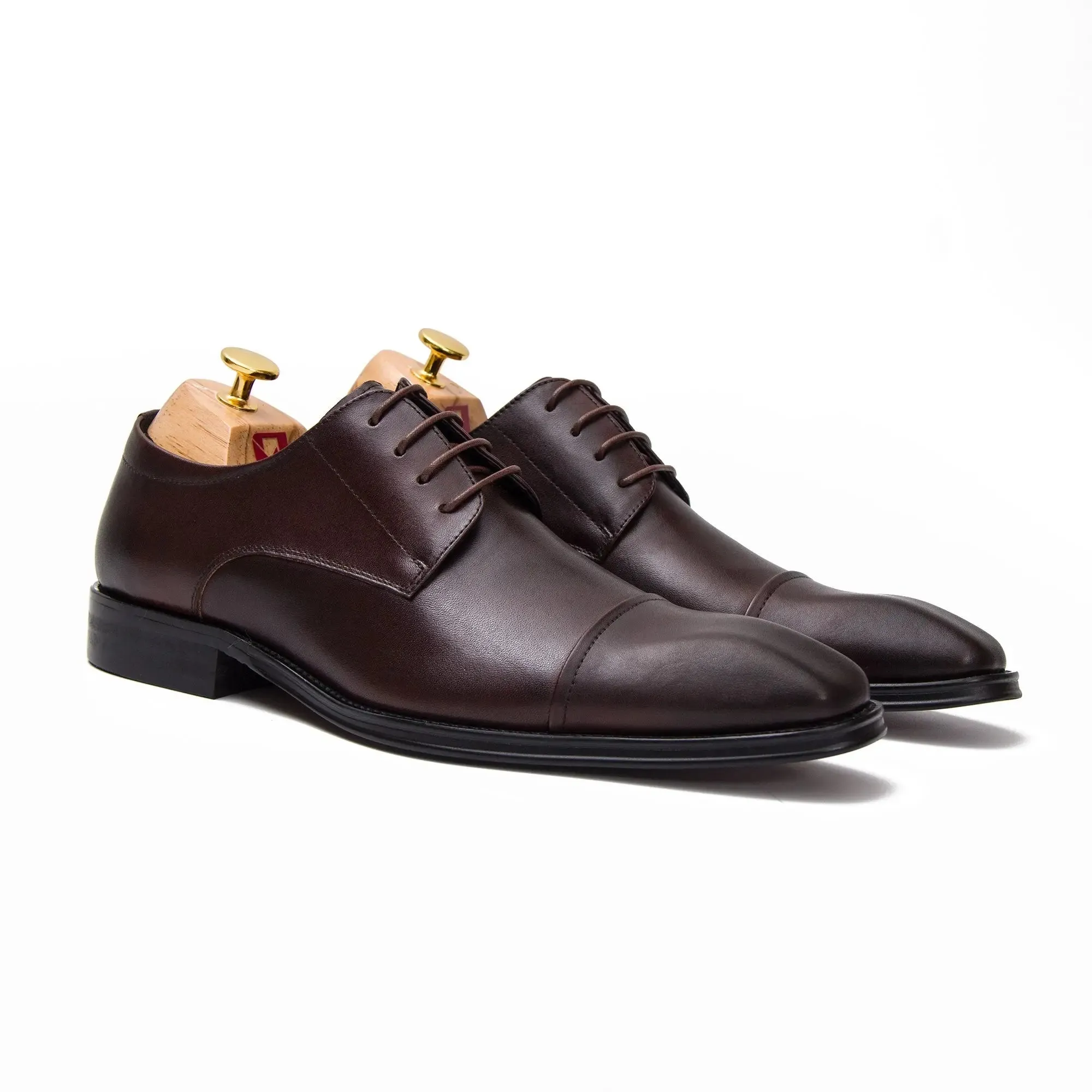 Brown Cap-Toe Derby Shoes