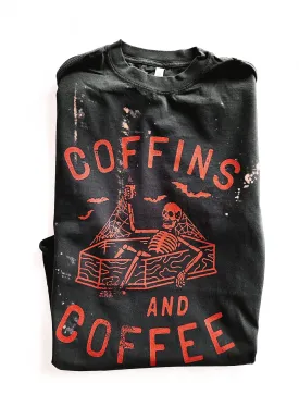 COFFINS AND COFFEE BLEACHED OUT SIDE SLIT TEE