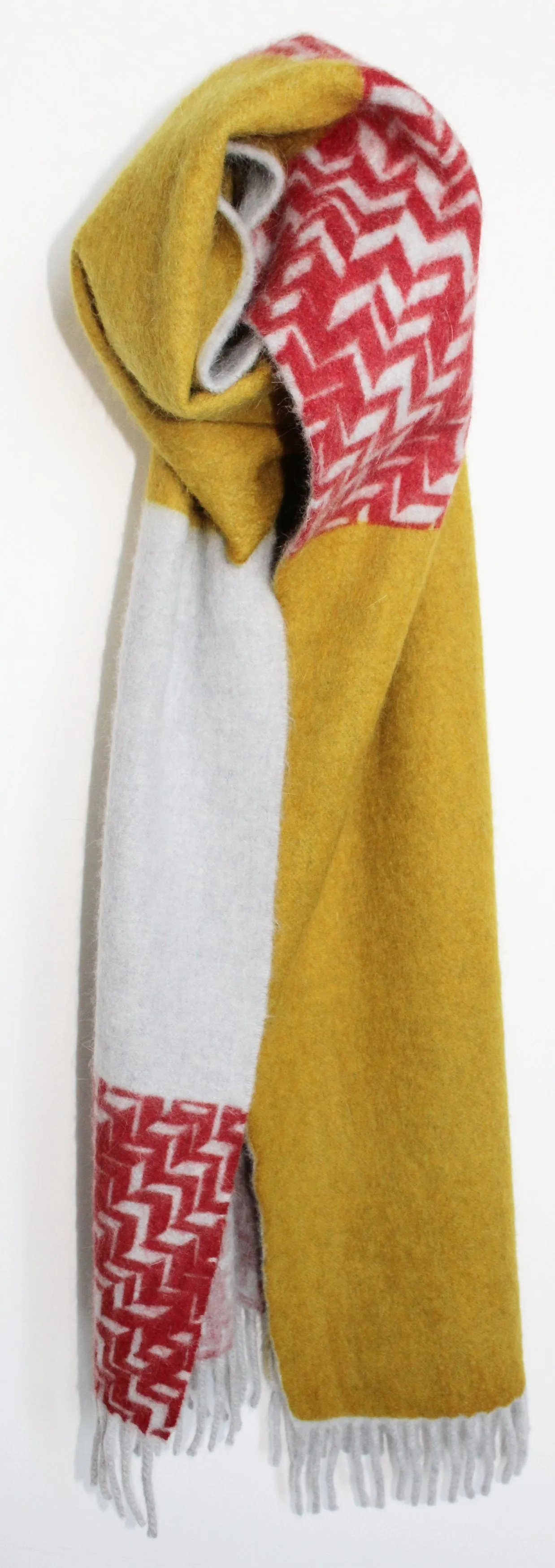 Colour Block hand printed Angora Wool scarf - Staffa 12