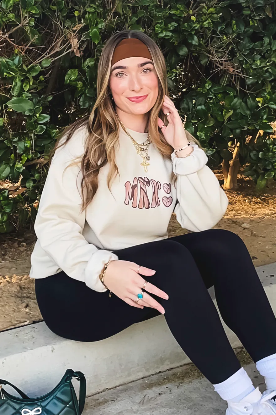 Custom Monogram Brown Swirl Crewneck