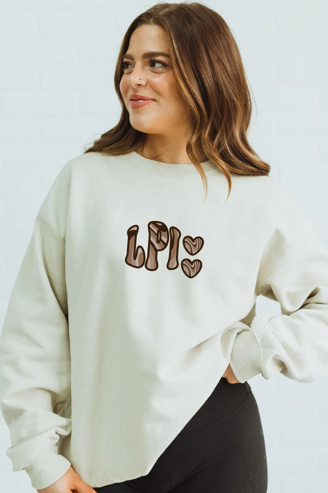 Custom Monogram Brown Swirl Crewneck