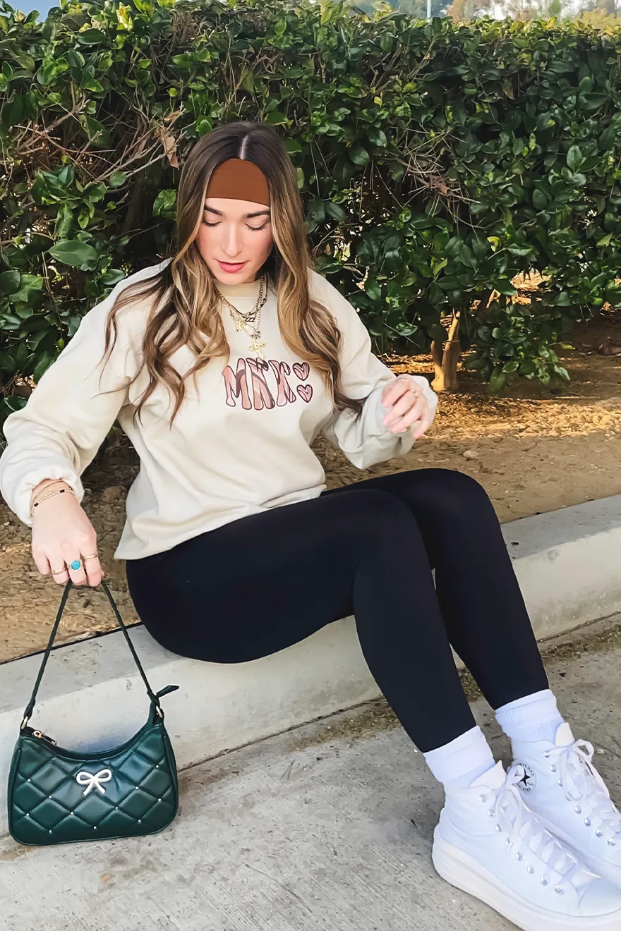 Custom Monogram Brown Swirl Crewneck