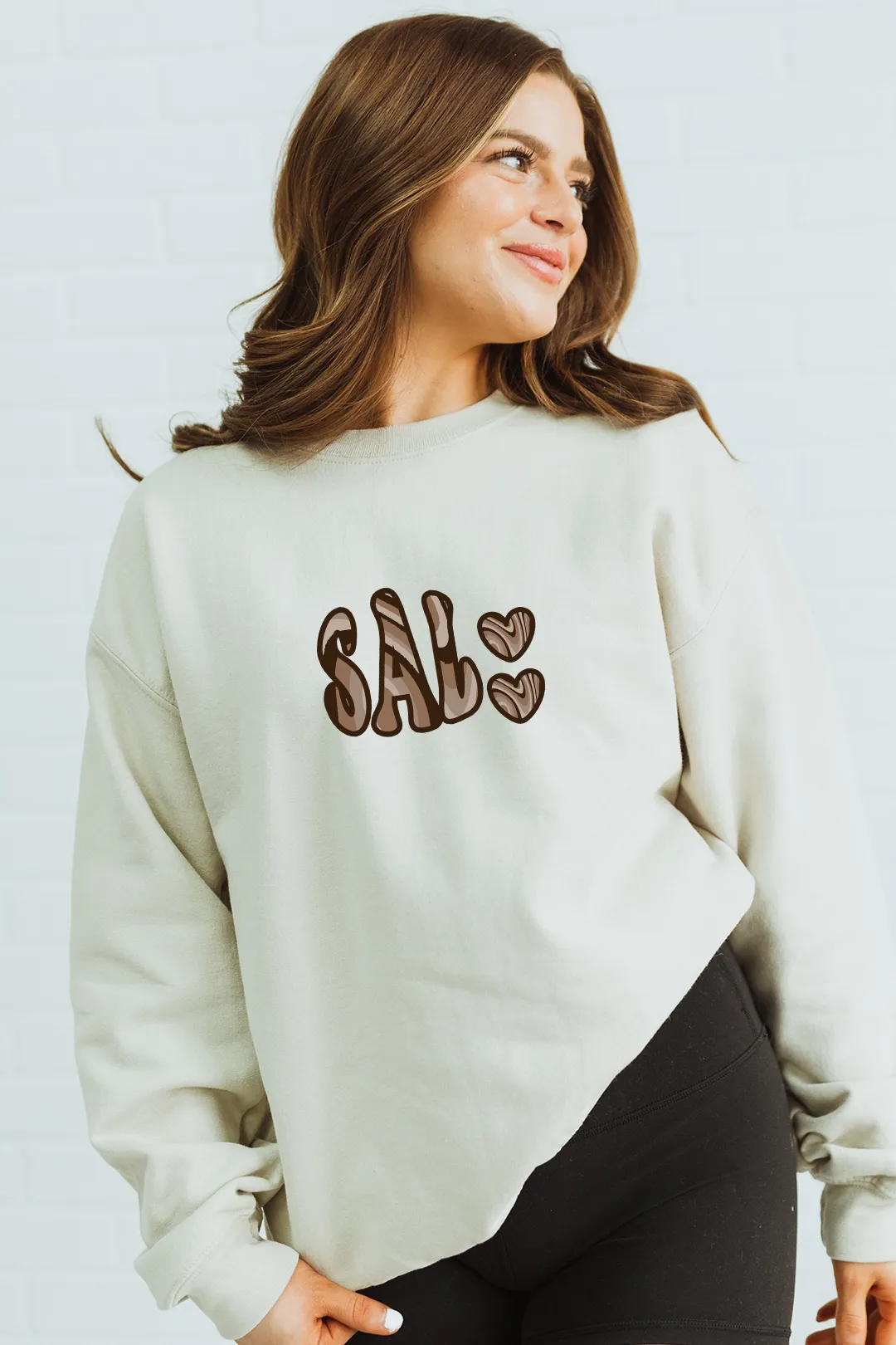 Custom Monogram Brown Swirl Crewneck