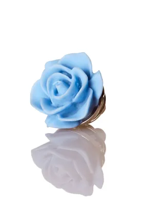 David August Open Rose Lapel Pin - Blue