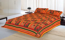 Designer Mart Kantha Work Embroidered Double Bed sheet with two pillow covers