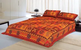 Designer Mart Kantha Work Embroidered Double Bed sheet with two pillow covers