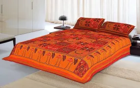 Designer Mart Kantha Work Embroidered Double Bed sheet with two pillow covers