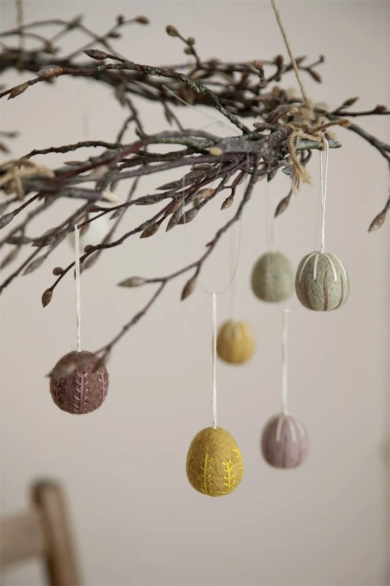 Egg Ornaments with Embroidery (Set of 3) by Én Gry & Sif