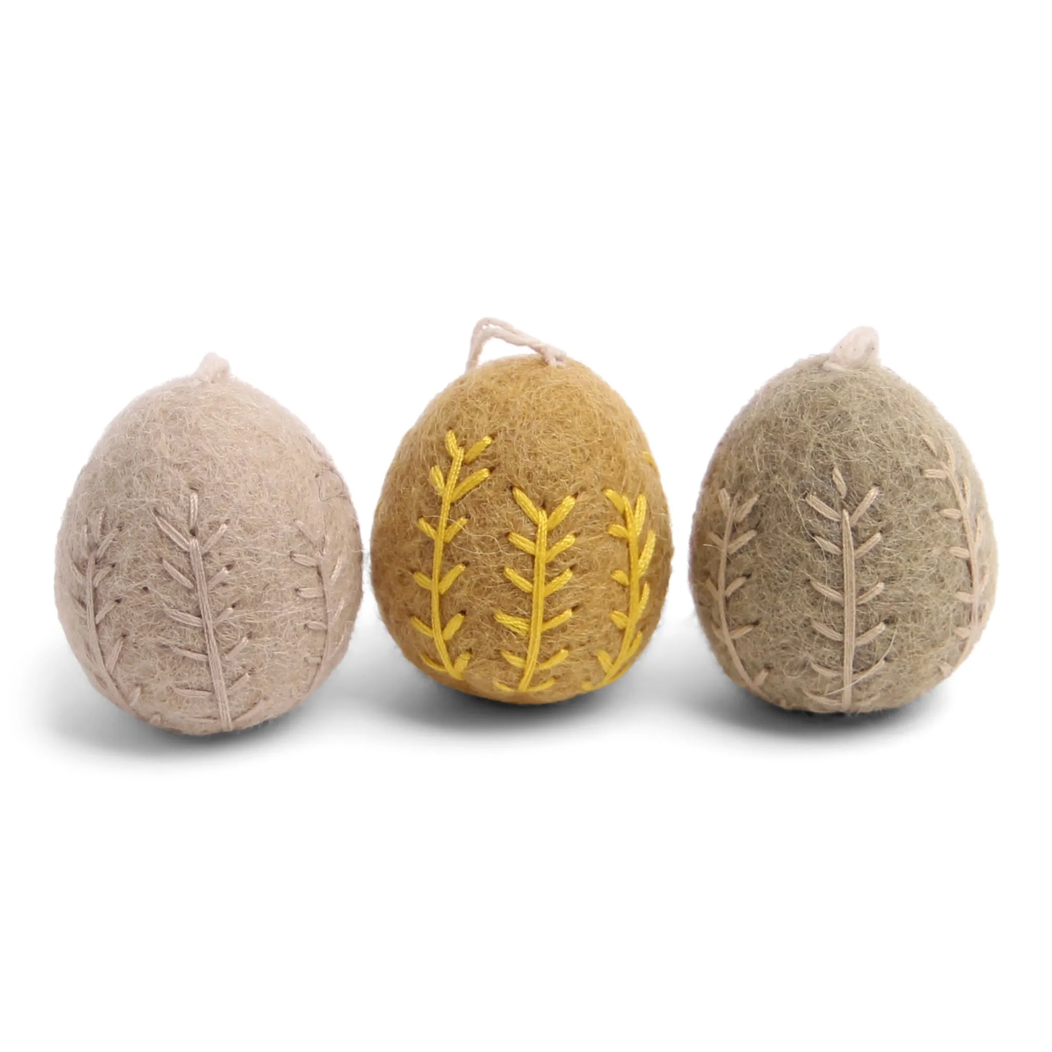 Egg Ornaments with Embroidery (Set of 3) by Én Gry & Sif