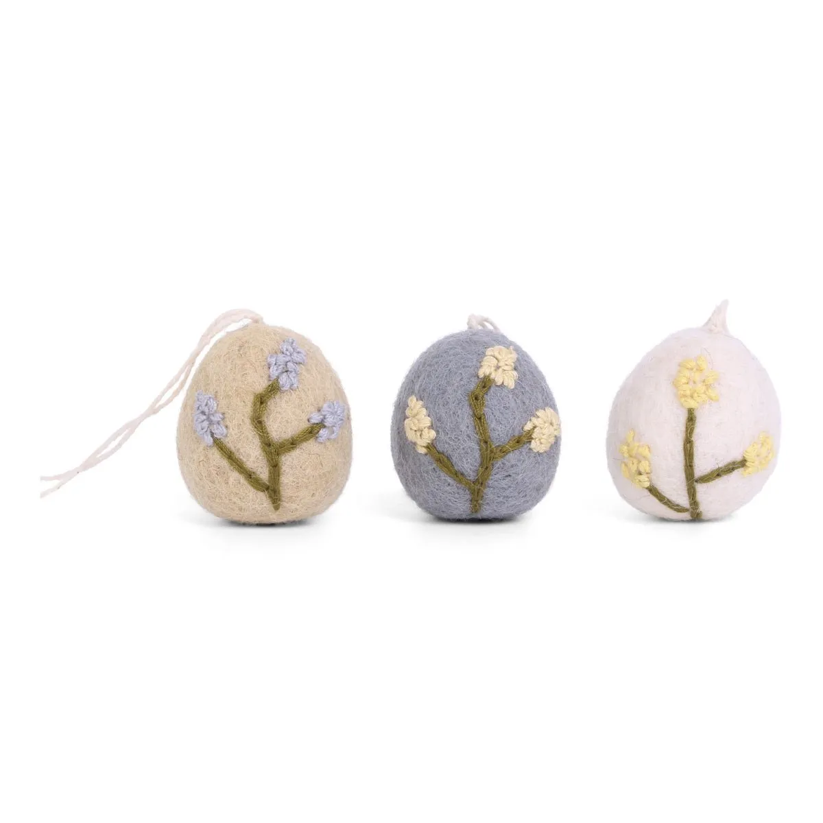 Egg Ornaments with Embroidery (Set of 3) by Én Gry & Sif