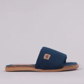 Flat Mule Sandal in Navy - 12398