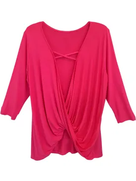 Fuchsia Twisted Drape Plus Size Top Size X-Large