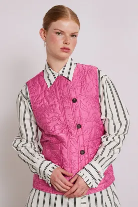 georgie reversible gilet - pink satin