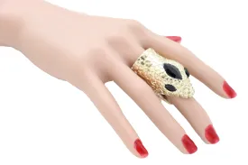 Gold Metal Bling Ring Snake Head Animal Bold Look Size 7.5