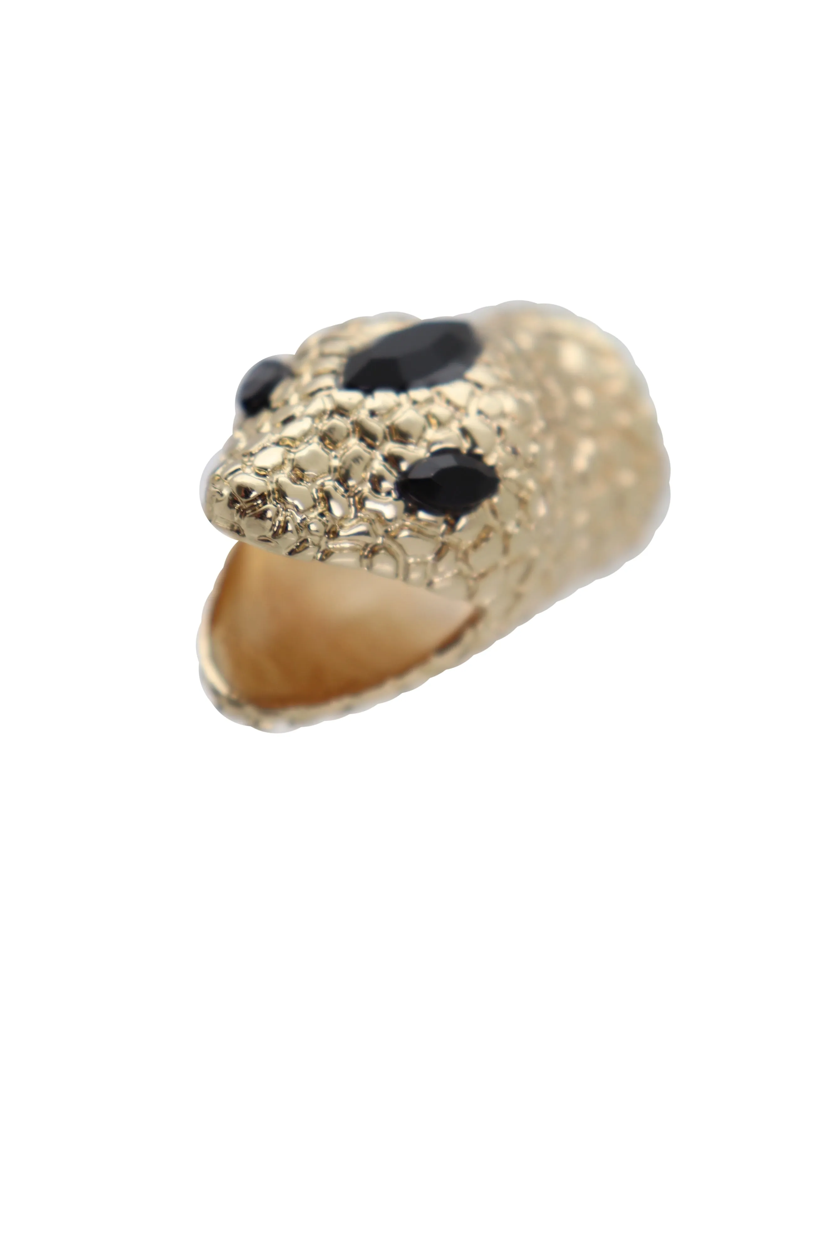 Gold Metal Bling Ring Snake Head Animal Bold Look Size 7.5