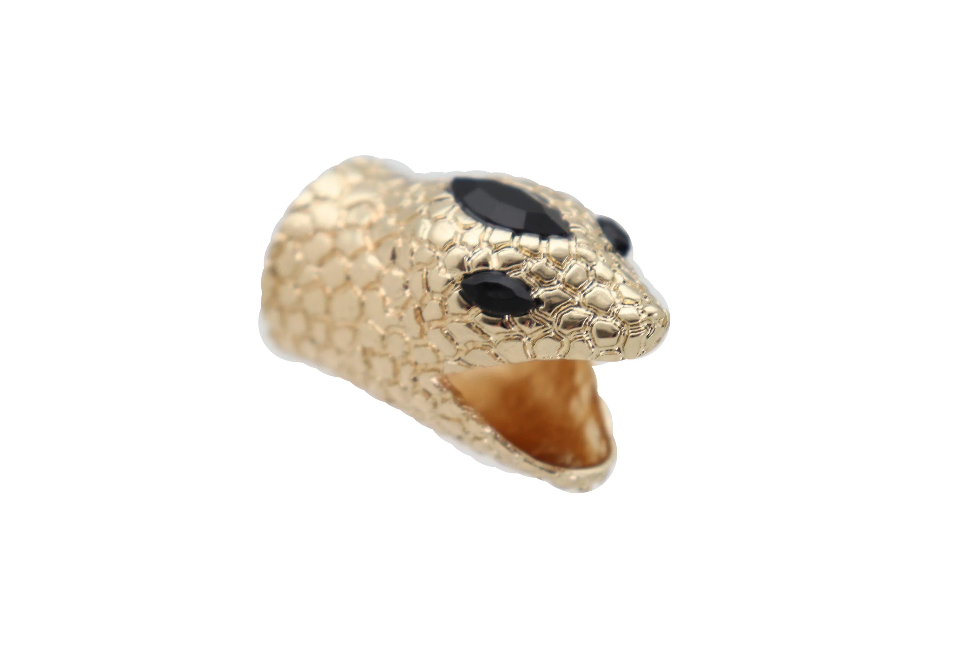 Gold Metal Bling Ring Snake Head Animal Bold Look Size 7.5