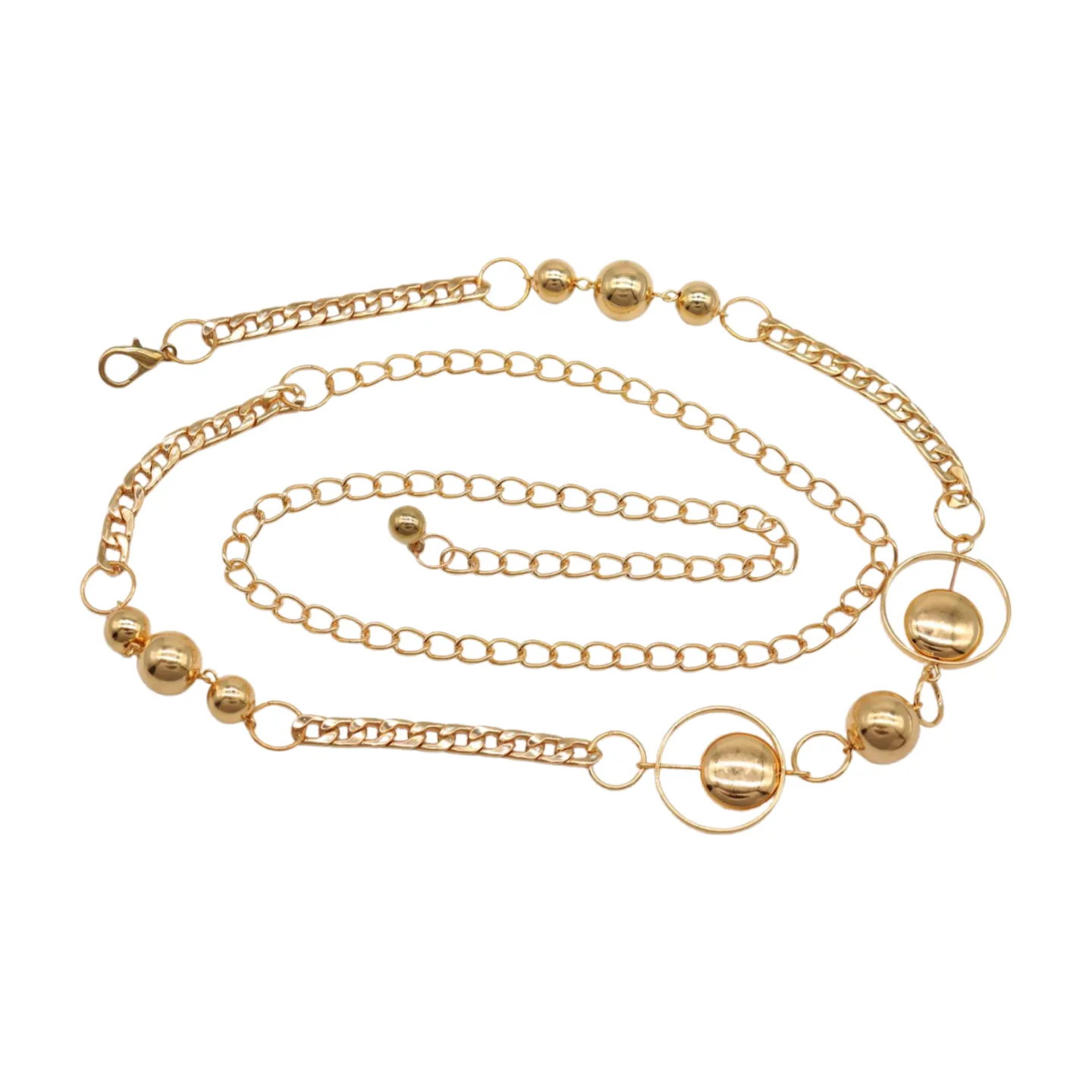 Gold Metal Chain Belt Gold Circle Round Charms Fit Size S M L