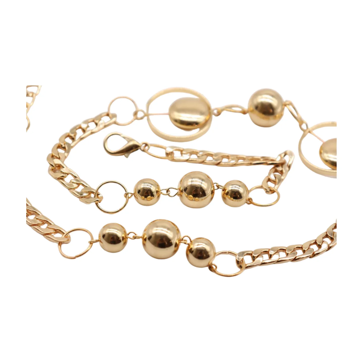 Gold Metal Chain Belt Gold Circle Round Charms Fit Size S M L