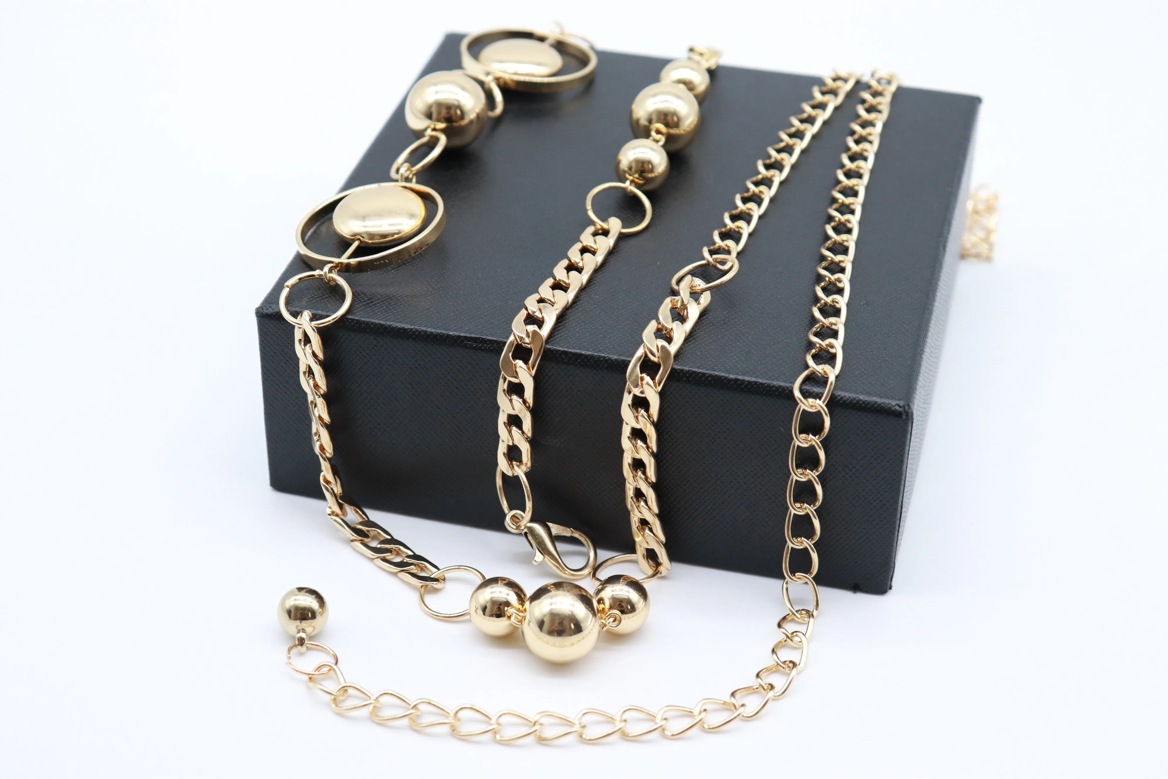 Gold Metal Chain Belt Gold Circle Round Charms Fit Size S M L