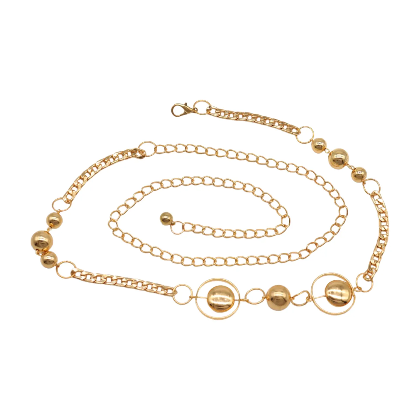 Gold Metal Chain Belt Gold Circle Round Charms Fit Size S M L