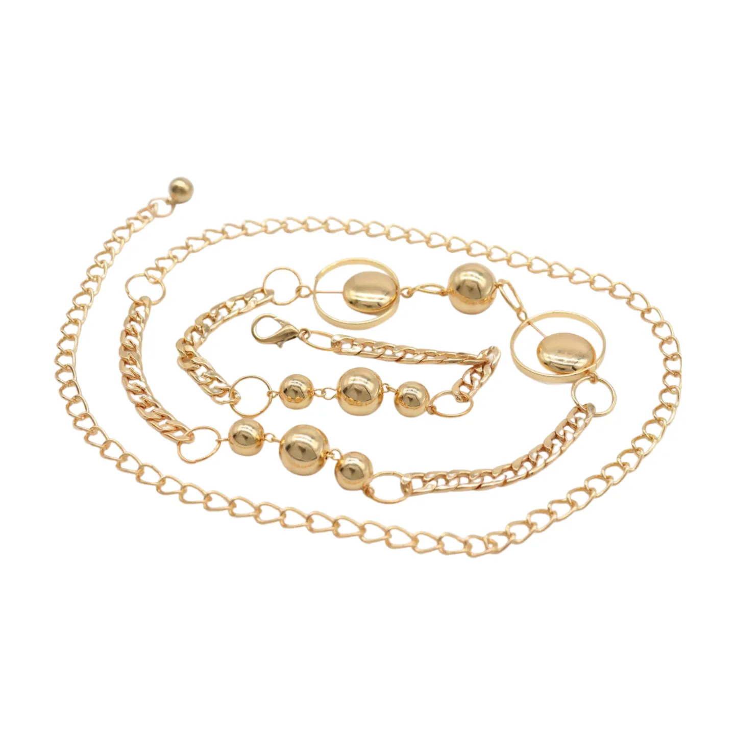 Gold Metal Chain Belt Gold Circle Round Charms Fit Size S M L