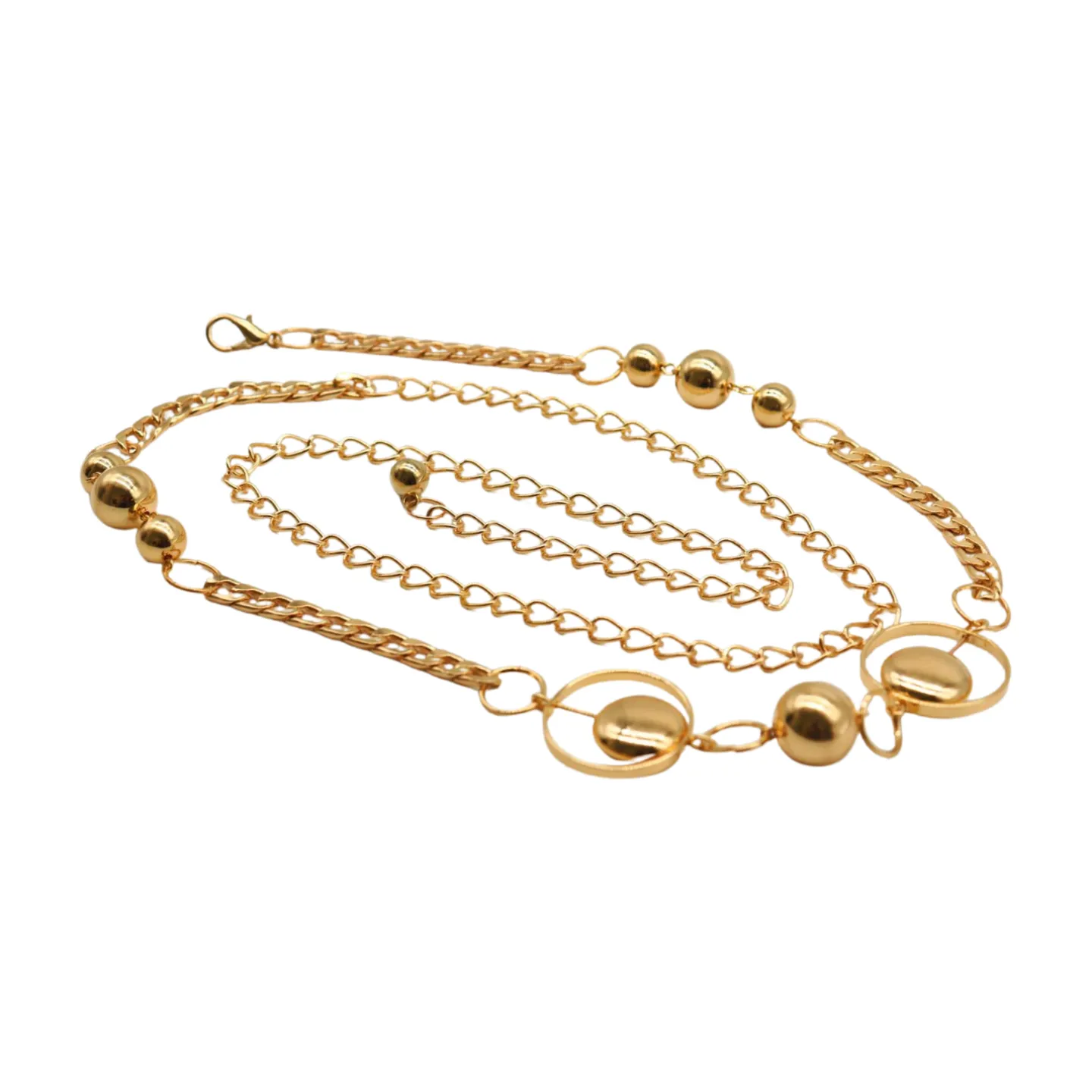 Gold Metal Chain Belt Gold Circle Round Charms Fit Size S M L