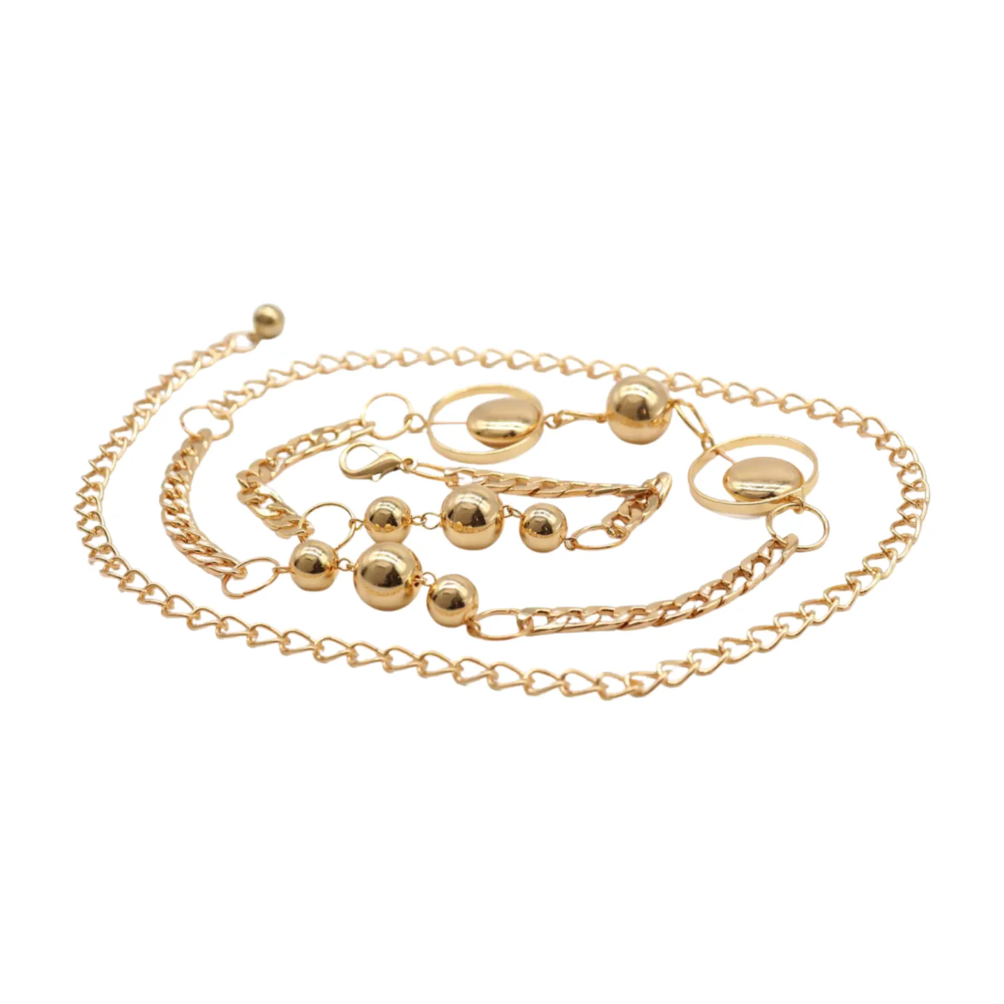 Gold Metal Chain Belt Gold Circle Round Charms Fit Size S M L