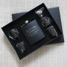 Groom Gift - Flask Set W/ Shot Glasses