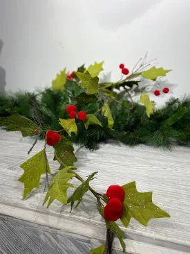 Holly Garland With Red Berries